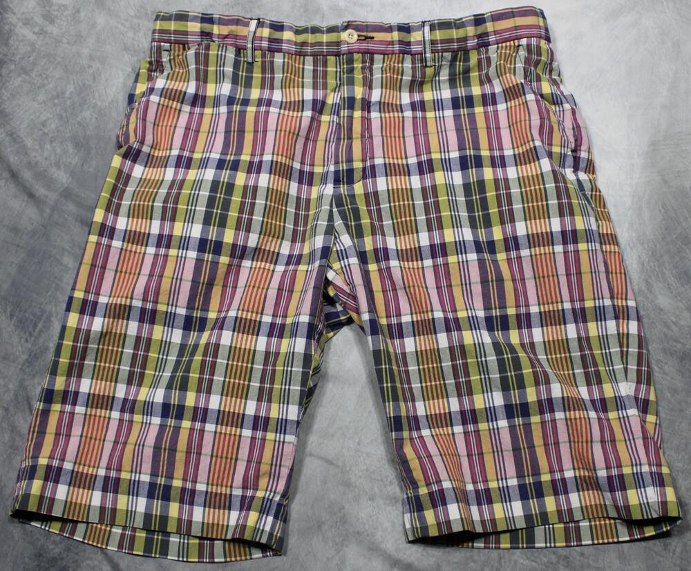 Polo Ralph Lauren Shorts Mens 36 Multicolor Plaid Chino Casual Madras Flat Front
